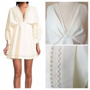 Sachin & Babi Dress Sz S Caden Ivory Babydoll Bridal Party Mini Statement Sleeve